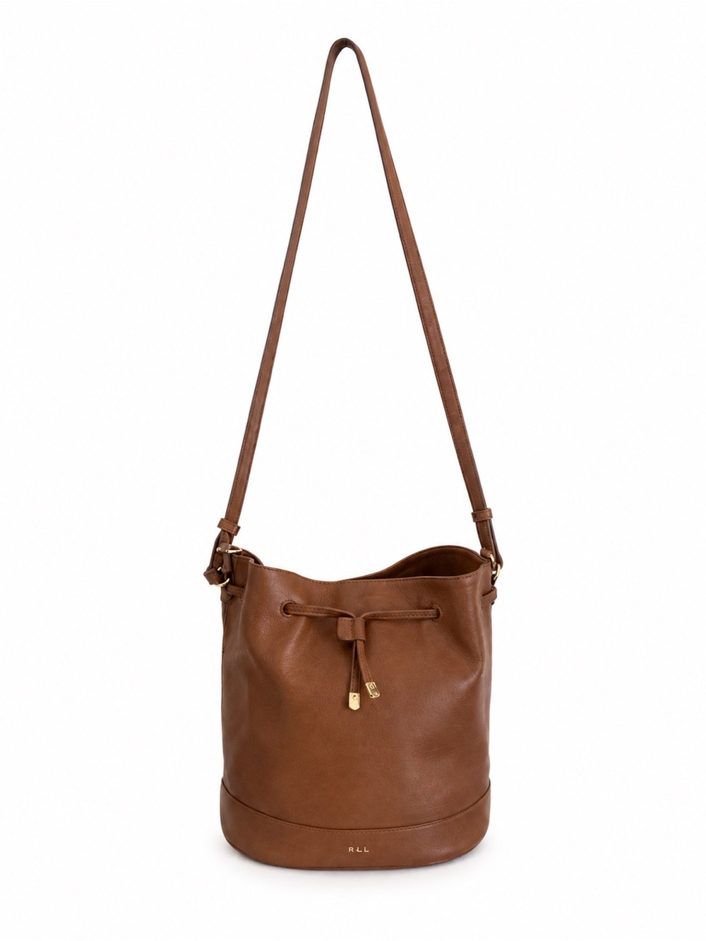 Ralph Lauren Chestnut Brown Leather Drawstring Bucket Shoulder Bag - Picture 2 of 11